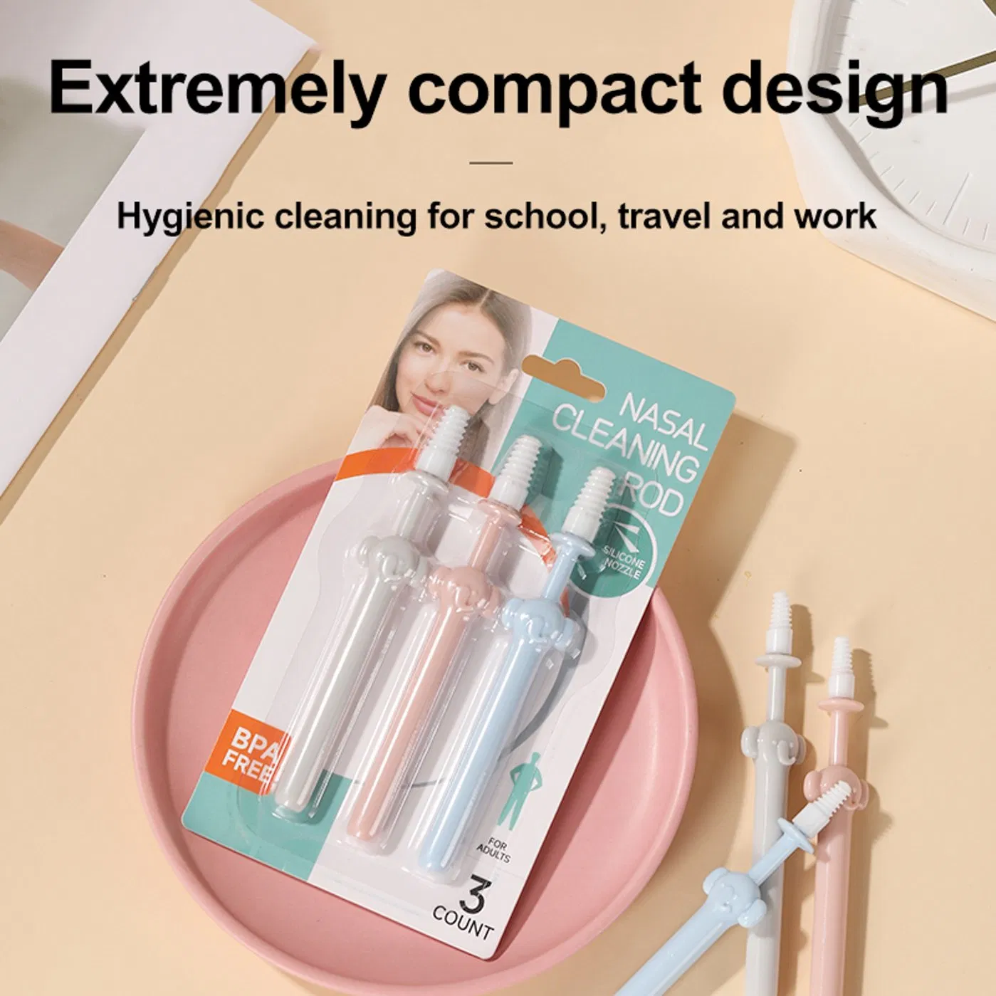 Cute Elephant Design Nose Cleaning Wand PP Material Booger Clean Stick for Baby and Adults