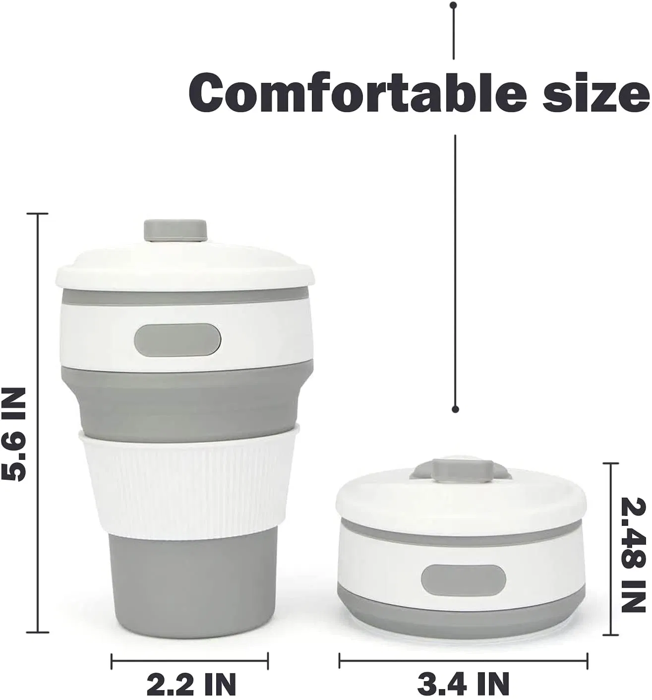 Складная силиконовая кружка для путешествий с крышкой