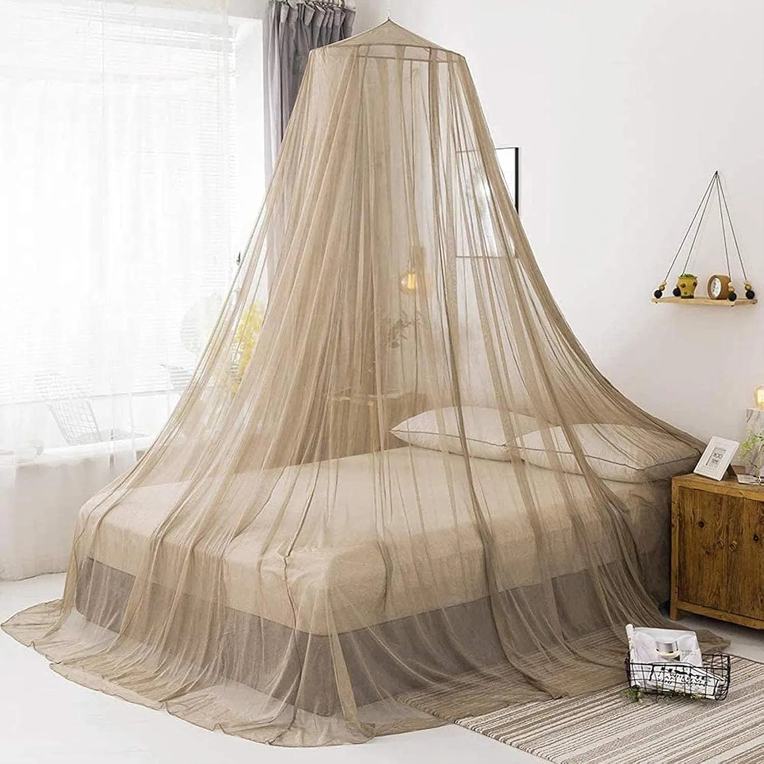 Mosquito Net Bed Canopy Queen to King Size Ceiling Netting Bed Tent Adult Beds Circle Dome Net