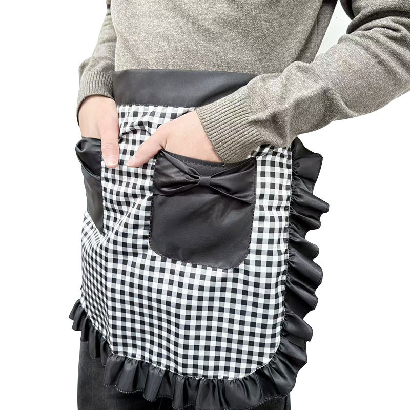 Fresh and Rustic Style Half-Length Apron with Ruffles and Straps, Short Apron for Floral Service Staff