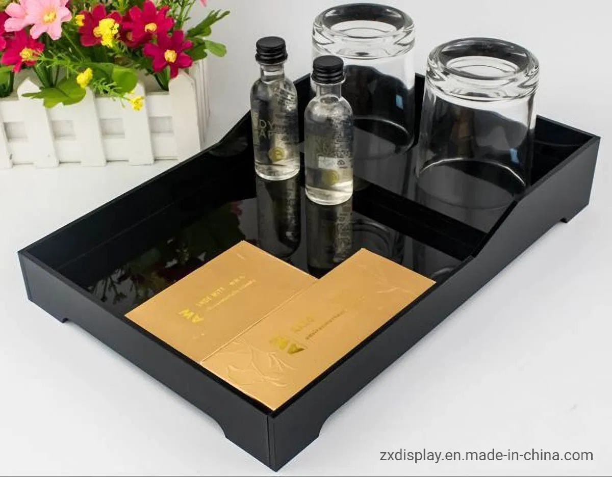 Black Top Grade Acrylic Hotel Amenities Serving Tray Box