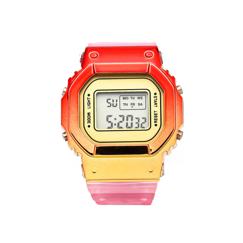 New Gradient Color Electronic Watch Dazzle Color Plating Small Square Children Watch
