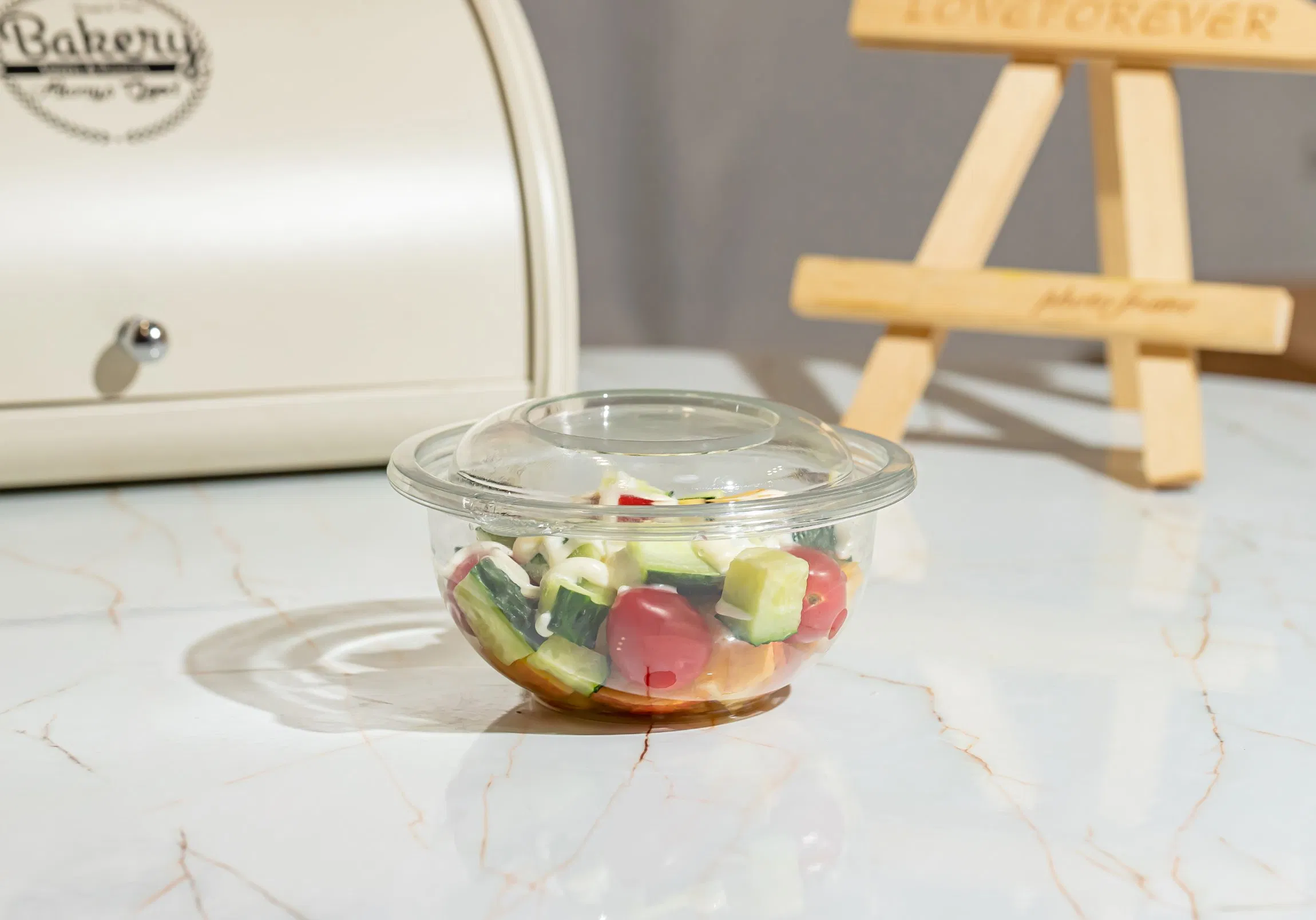 Custom Wholesale Disposable Ice Cream Cups Fruit Vegetable Salad Smoothie Acai Bowls Deli Containers with Lids