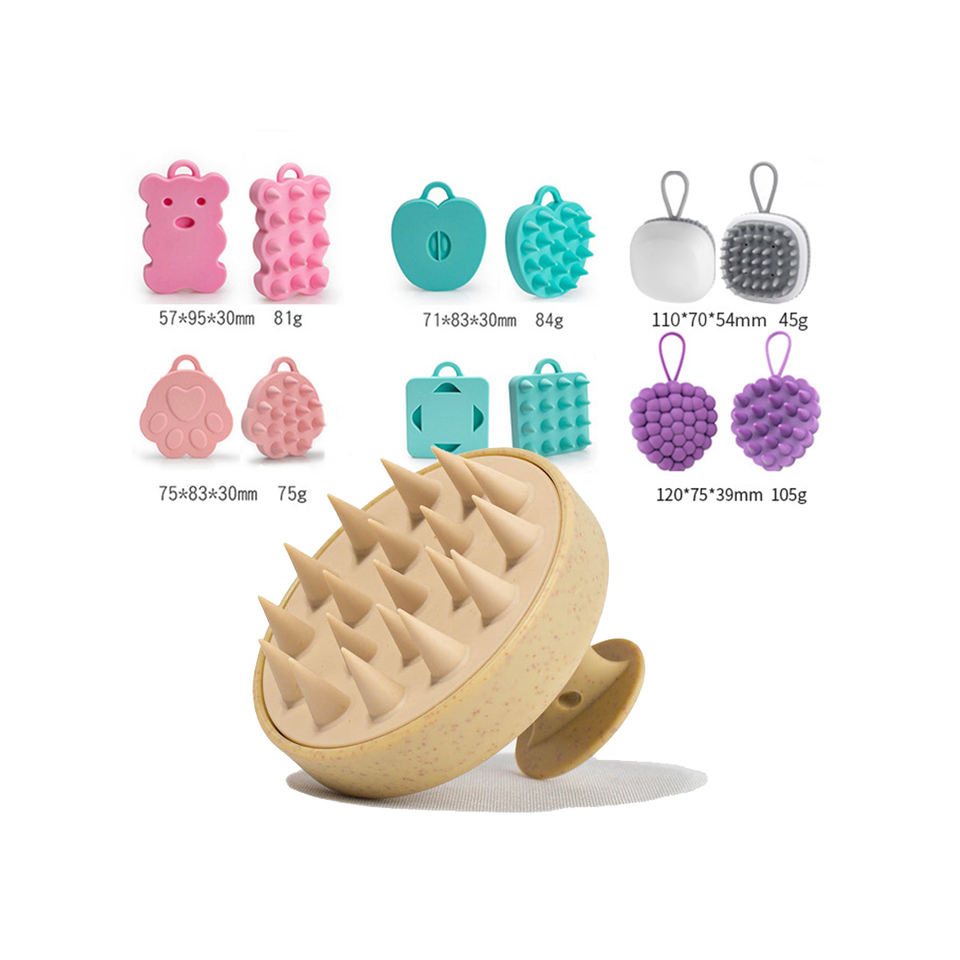 Manual Massage Shampoo Brush with Soft Silicone Head Scalp Massager Brush Silicone Hair Scalp