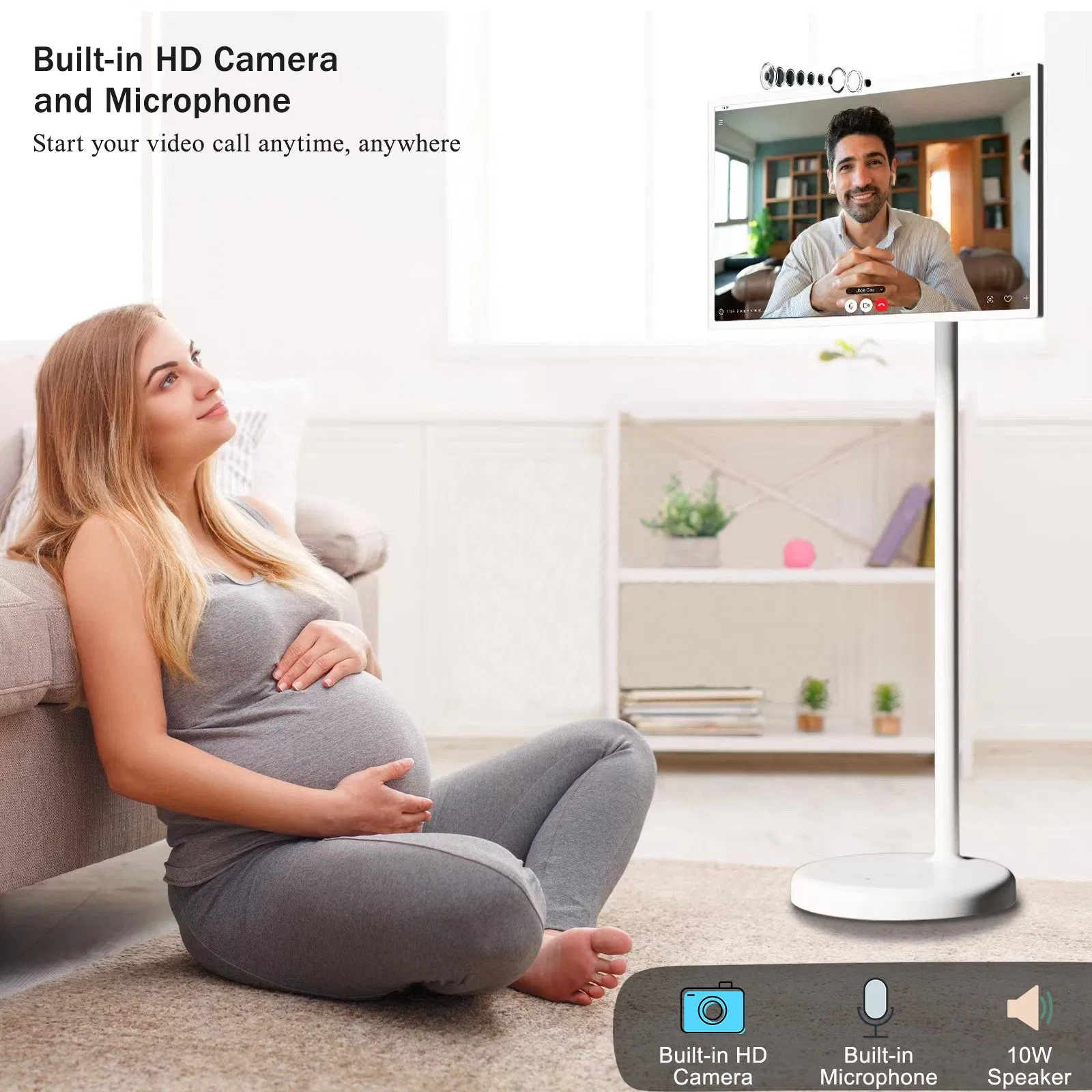 Portable Touch Screen TV 32 Inch LCD Touch Screen Incell Panel Rotating Smart TV Vertical Display TV with Stand