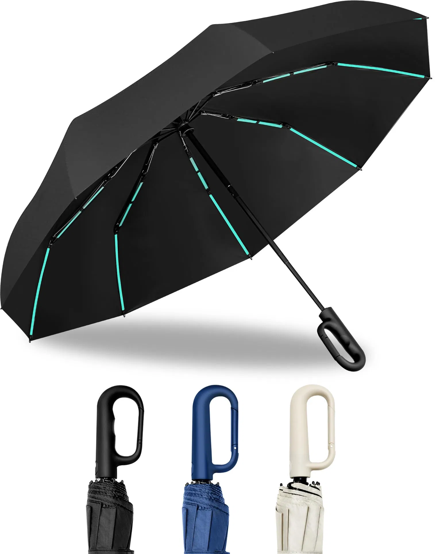 Автоматический ветрозащитный зонт 50-Rib с карабином