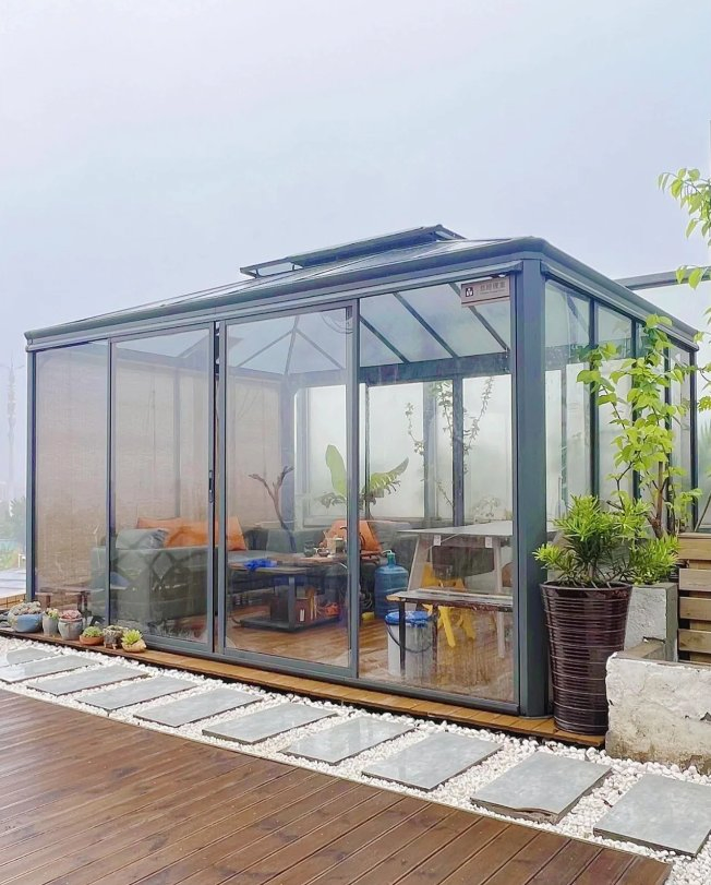 Sunshine Sunroom Customized Shape Aluminum Frame Double Glass Stable Backyard Sunroom