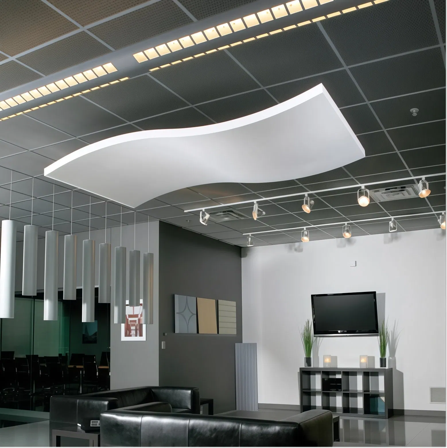 Ultra - Efficient Fiberglass Acoustic Cloud Tiles Designed for Horizontal Hanging with 0.9 Nrc Sound - Quieting Function for Sharp and Distinct Speech in Open