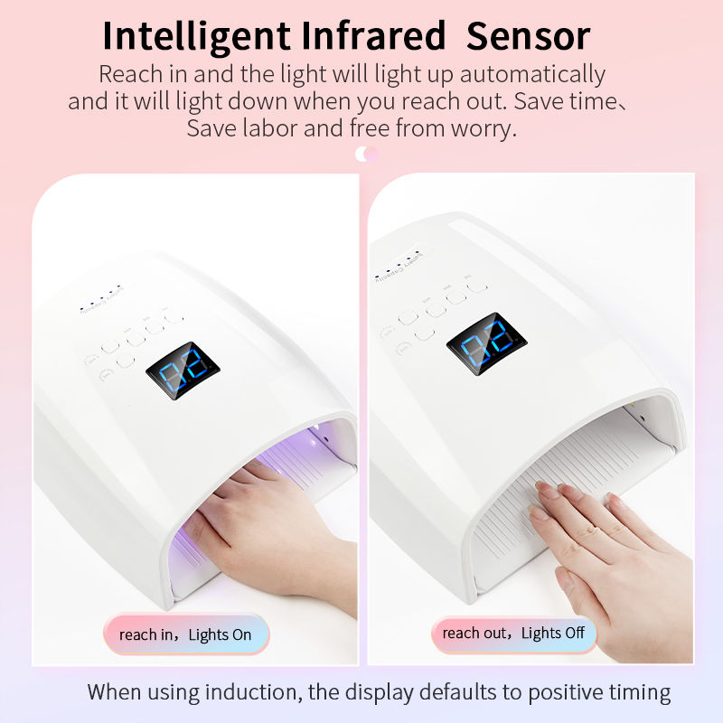 Cordless Nail Dryer UV LED Nail Lamp with Display Auto Sensor