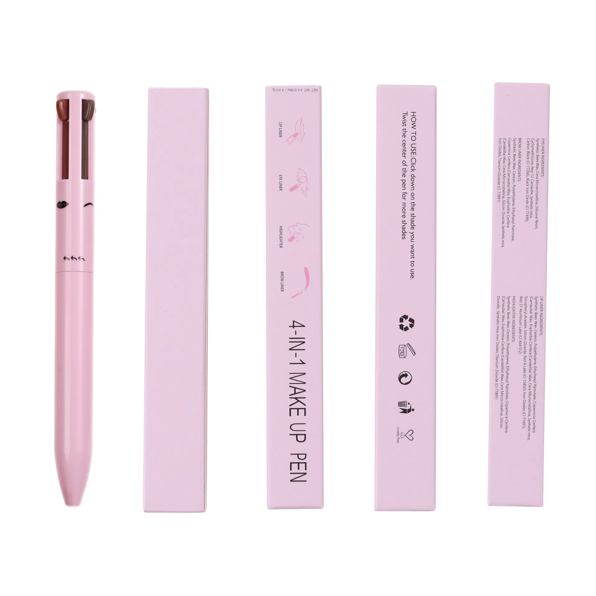 Private Label 4-in-1 Eye Highlighter Lip Eyebrow Pencil Makeup Pen Supplier