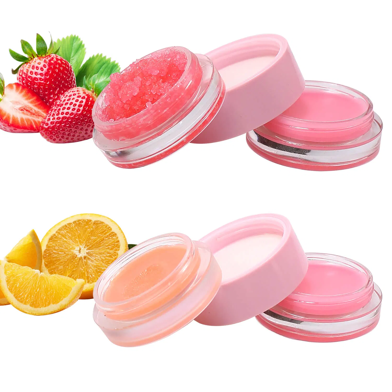 Moisturizing Pink Lip Scrub and Balm with Custom Logo