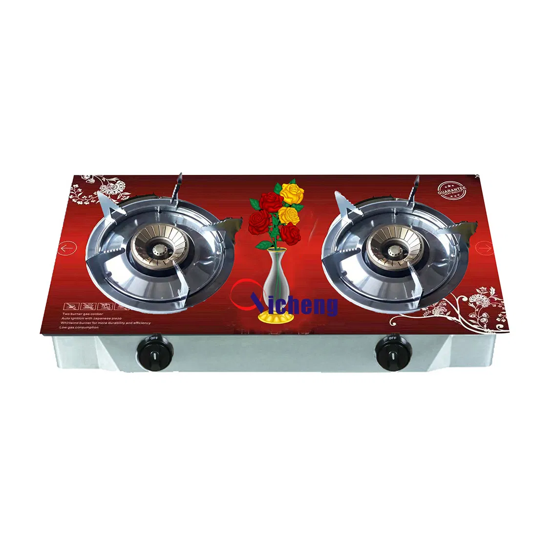 Manufacturer Wholesales 2 Burner 3D Glass Top Gas Stove CKD