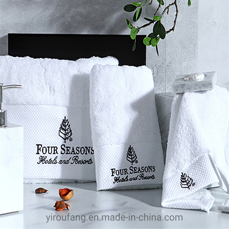 Floor 32s Jacquard Foot Custom Disposable White SPA Travel Bathroom Shower Turkish Hand Terry Face Hotel Bath Towel 100% Cotton