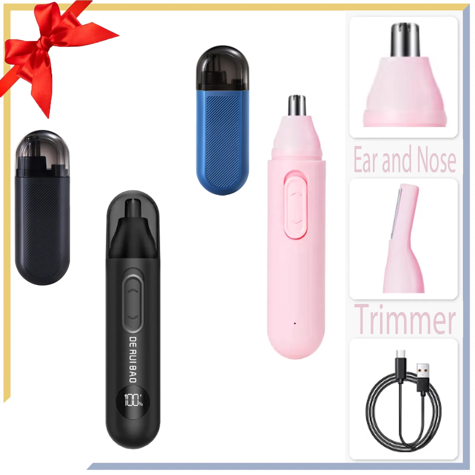Chic Pink Portable Beauty Accessory Nose Hair Trimmer