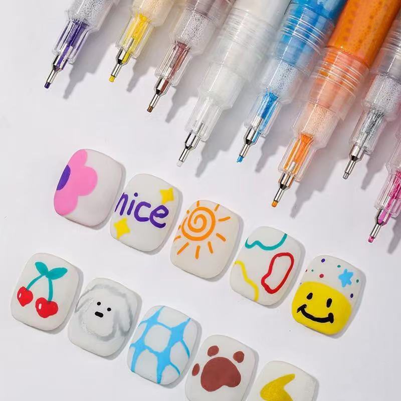 Fine Tip 3D Acrylic Paint Markers Quick-Dry Smudge-Proof Dotting Drawing Liner Pens Nail Art Brush for DIY Nail Art