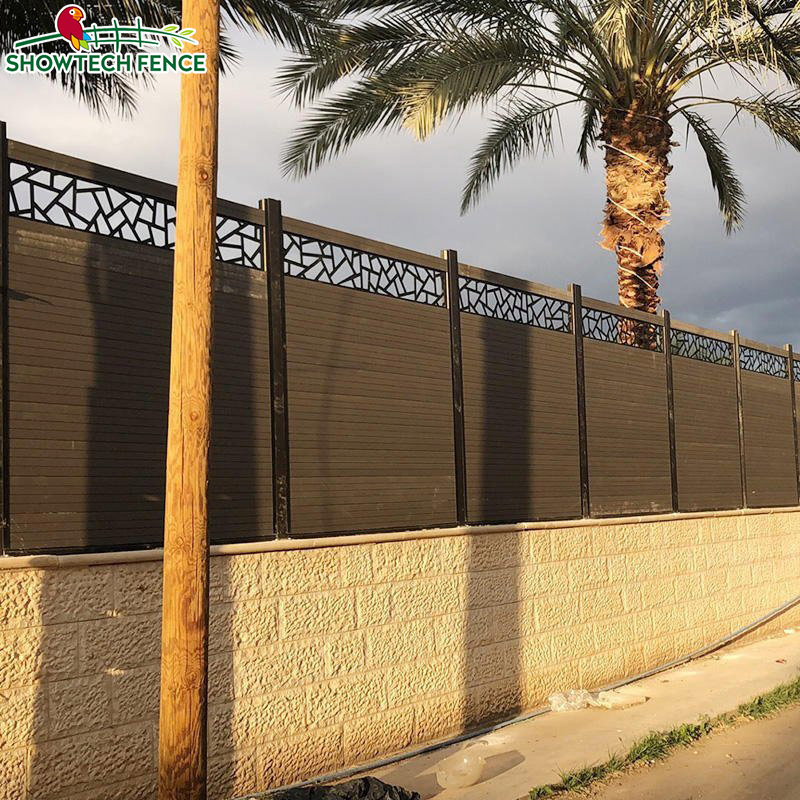 WPC Wood Grain Garden Fence Wall Panels Outdoor, WPC Composite Fencing Boards