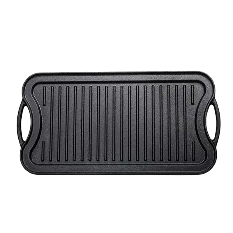 Pre-Seasoned Double-Sided Cast Iron BBQ Grill and Frying Pan