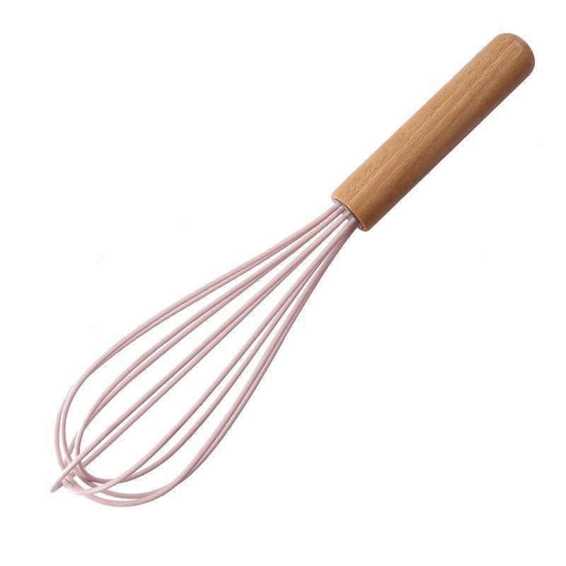 Multi Functional Silicone Egg Beater with Wooden Handle Kitchen Egg Whisk Bake Tool Egg Agitator