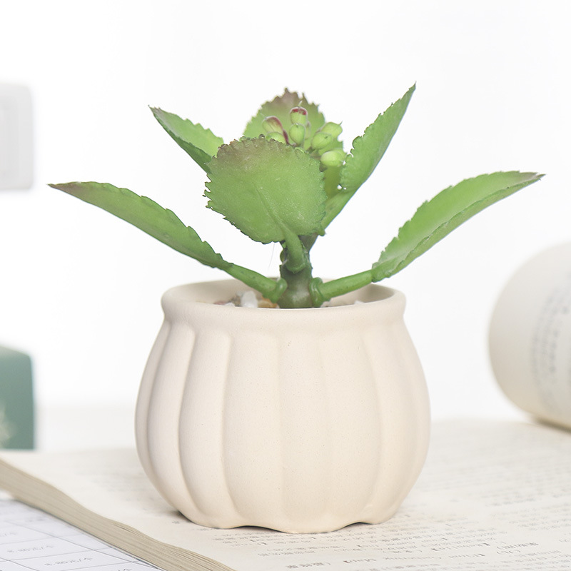 Горшок керамический с искусственным растением настольный