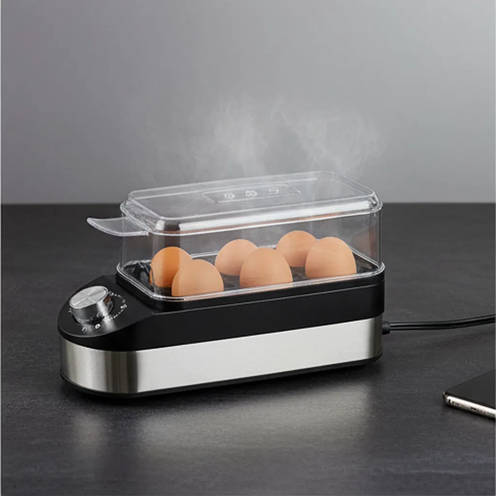 3-Egg Electric Egg Boiler Cooker with Timer Beeping Sound & Flashing Light