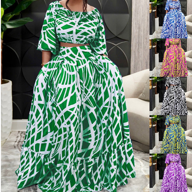 Комплект женский весенний больших размеров платье с принтом и костюм