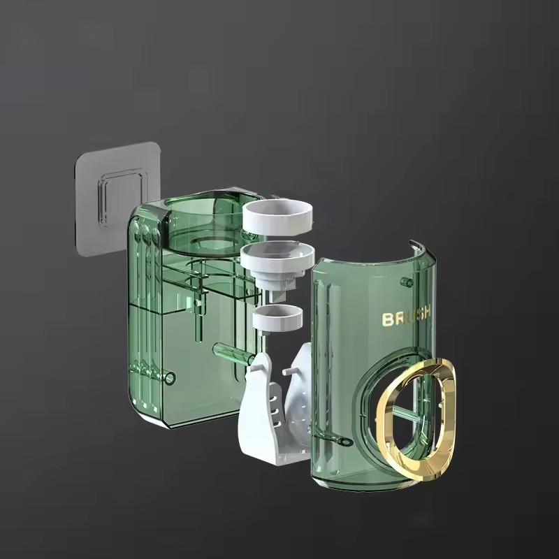 Modern Wall Mount Toothpaste Dispenser Automatic Toothbrush Holder Bathroom Accessory Mi27188