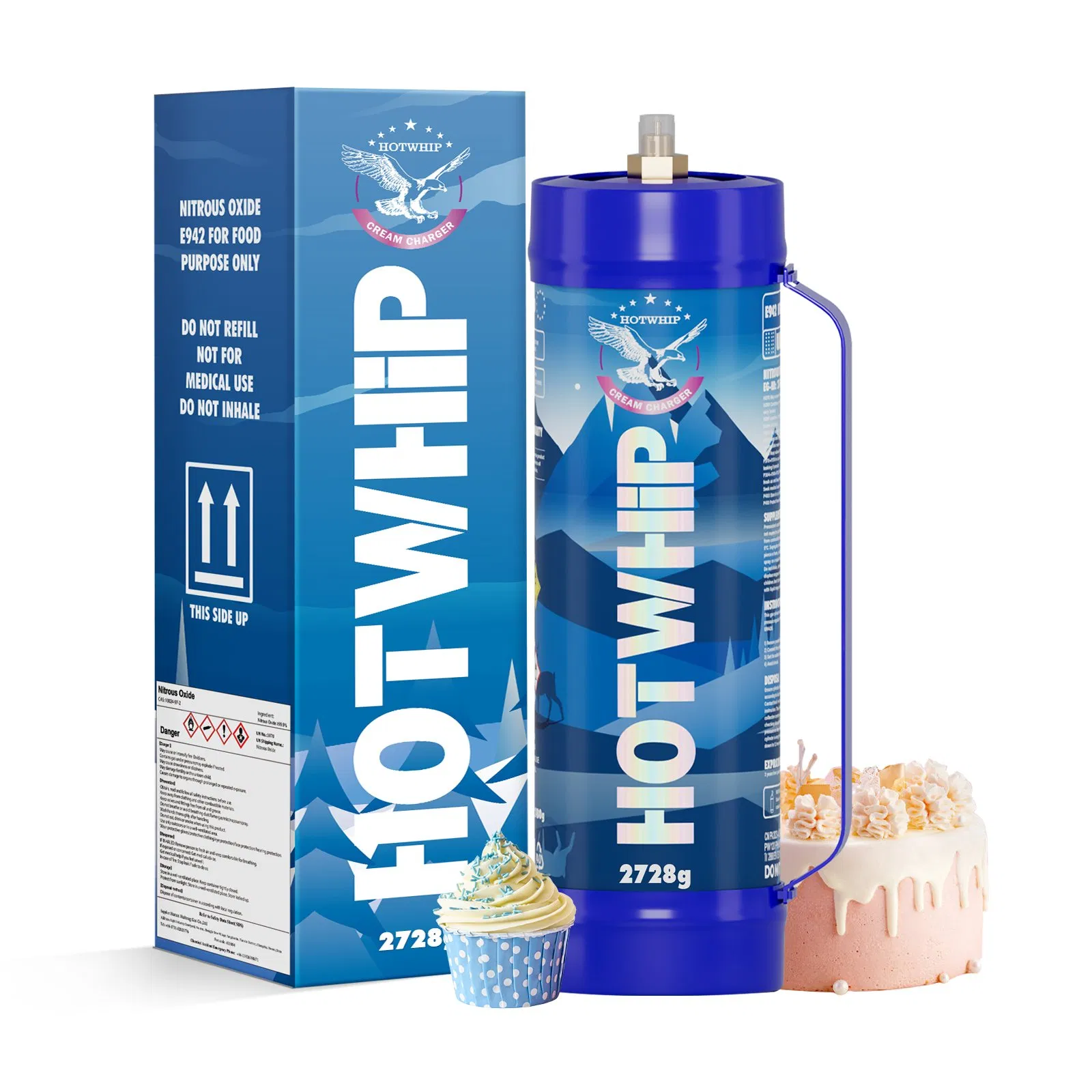 Wholesale Competitive Price Cream Nitrous Oxide Gas Cylinder 0.95L 3.3L N2o Canister 640g Food Grade Whip Cream Charger