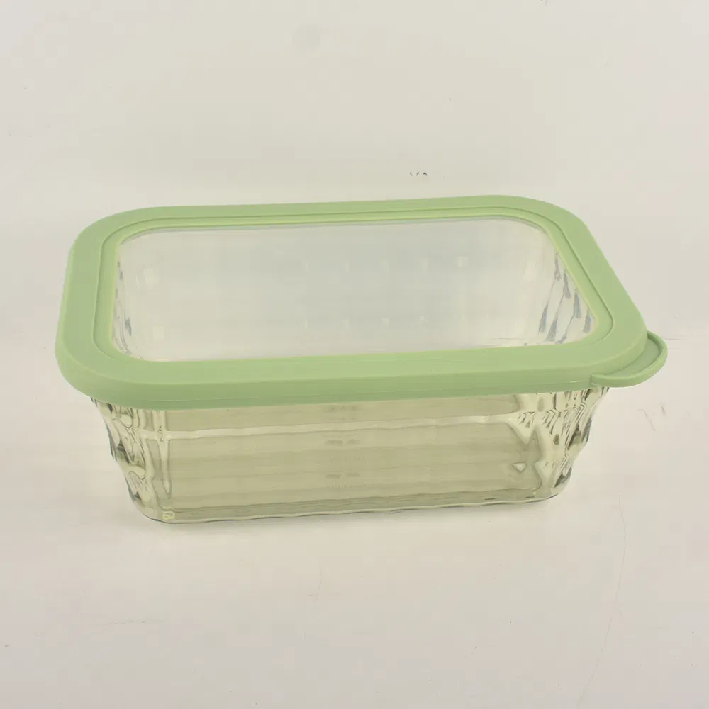 Set of 3 Rectangle Glass Food Storage Picnic Container Salad Lunch Container with Lid for Home
