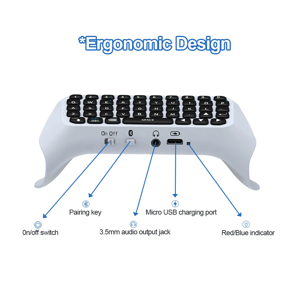Jys P5121 Compatible with PS5 Controller Bluetooth Keyboard 500mAh Wireless Gaming Keypad Built-in Speaker Chat Voice