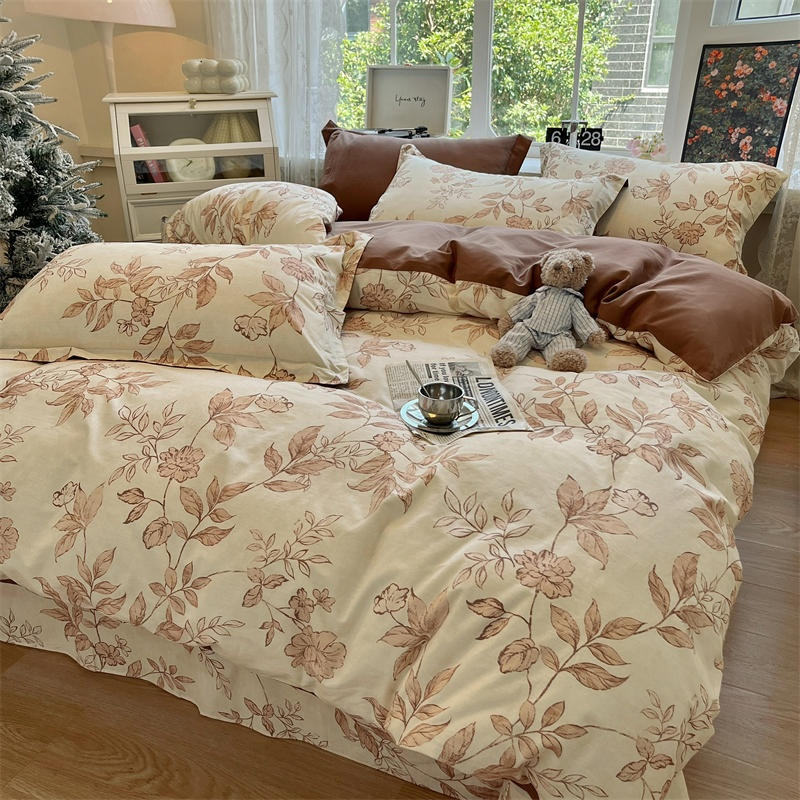 Manufacturer Comfortable Home Textiles Durable Washed Cotton Bedding Set