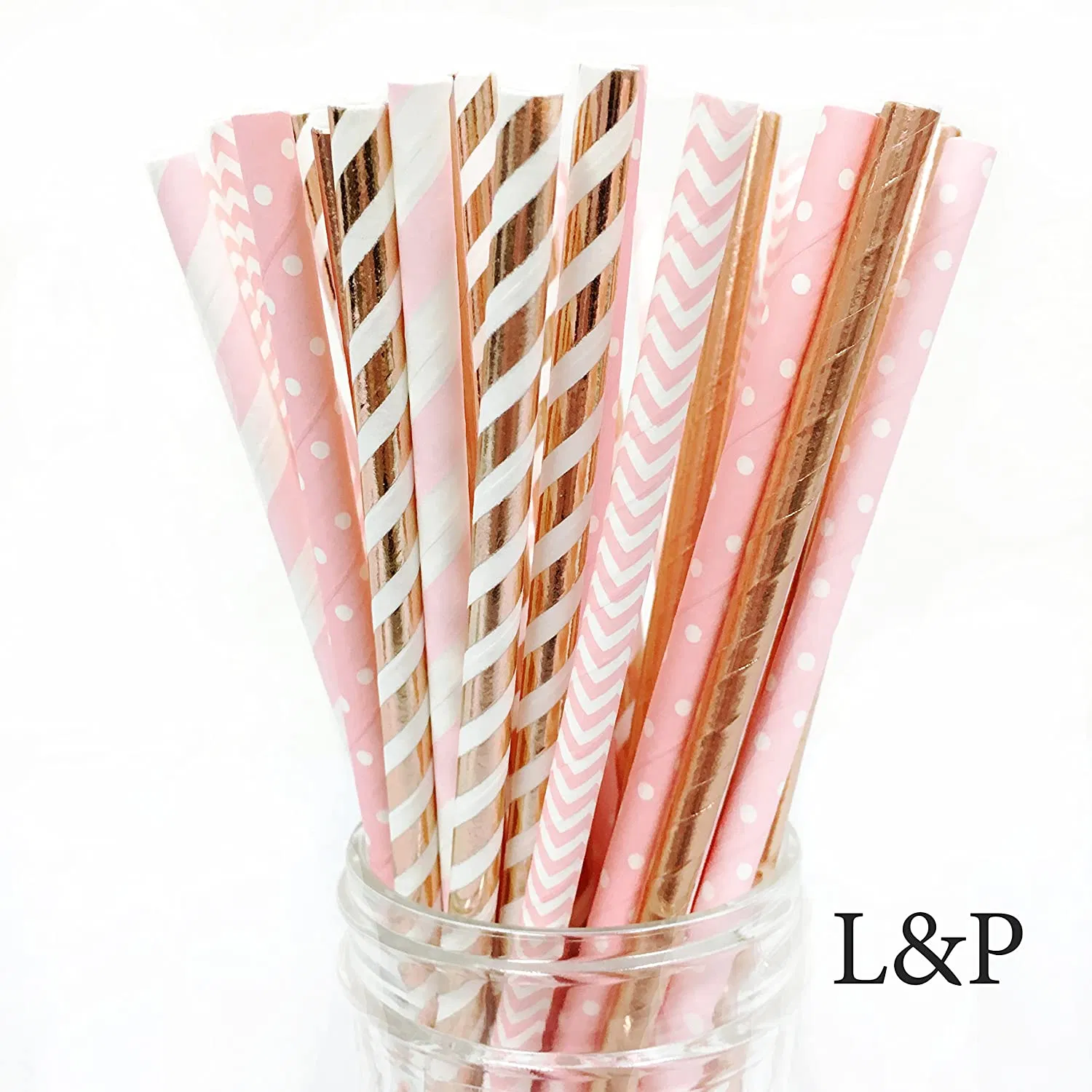 Биоразлагаемые бумажные соломинки розовое золото