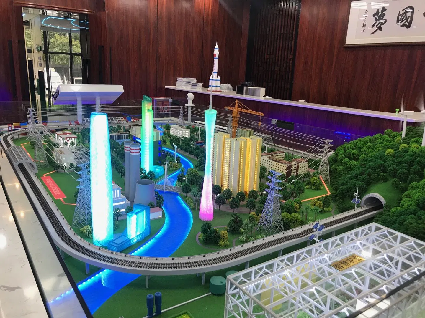New Energy 3D Customized Power Building Scale Model with Lighting Display