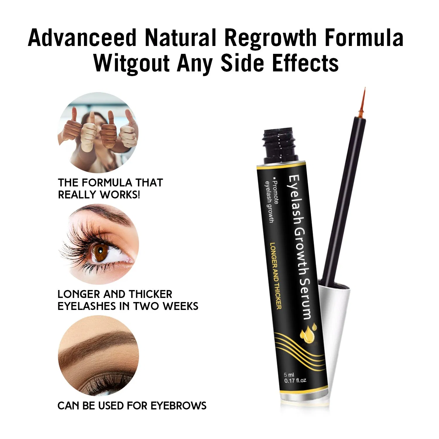 Premium Eyelash Growth Serum 5ml Fuller Longer Eyelashes Enhancing Serum for Natural Lashes or Lash Extensions