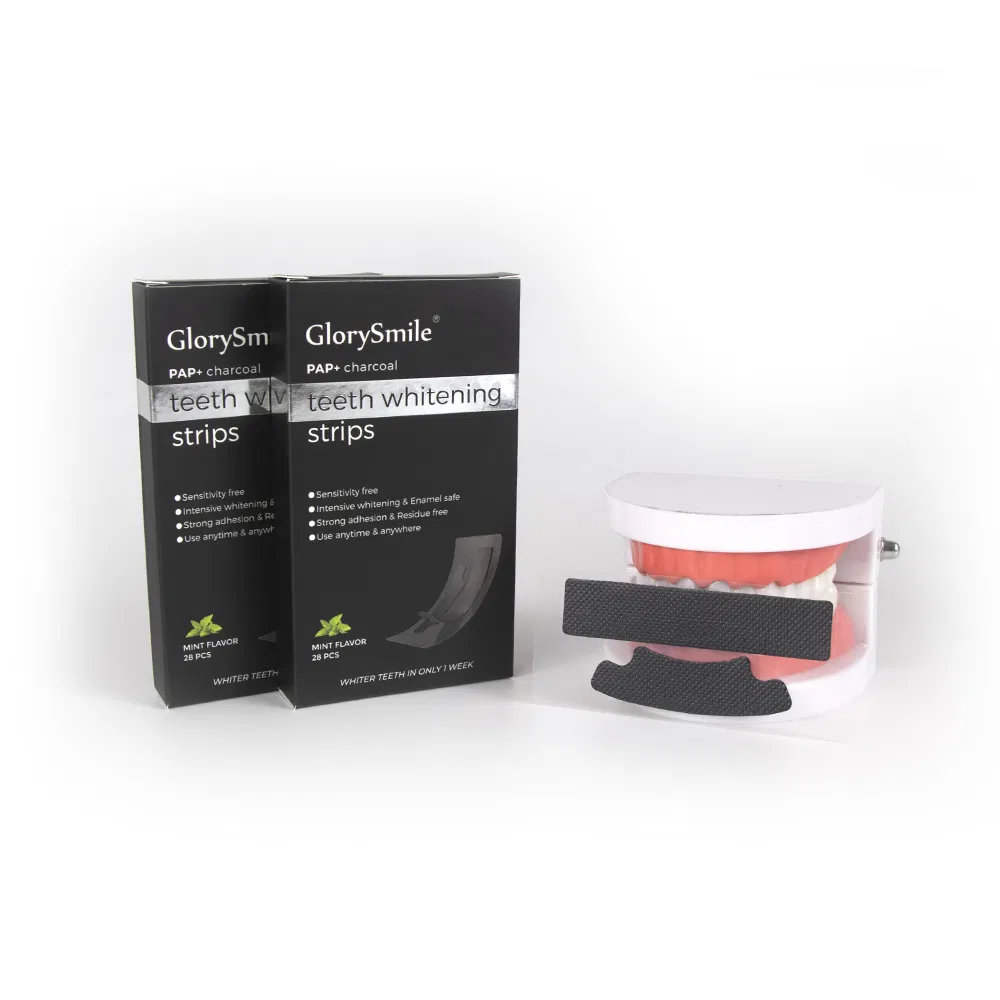 Cpsr Approved Pap Charcoal Teeth Whitening Strip 28 PCS Upper and Lower Strip Effective Teeth Whitening OEM Packing