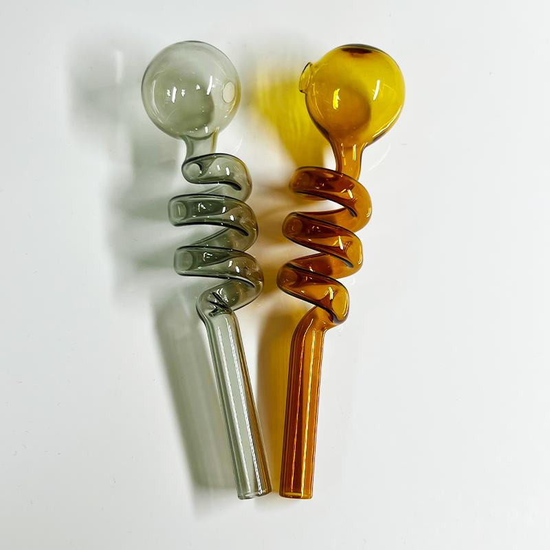 Customized Size Spring Shaped Glass Smoking Pipe Sweet Puff Oil Burners