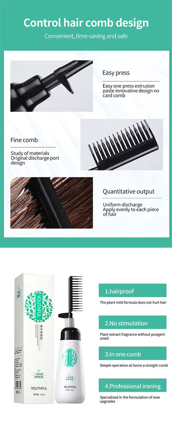 Home Use Hair Straightening Cream with Comb