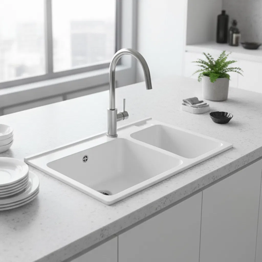 Stylish Double Bowl Acrylic Laundry Sink for Home Efficiency