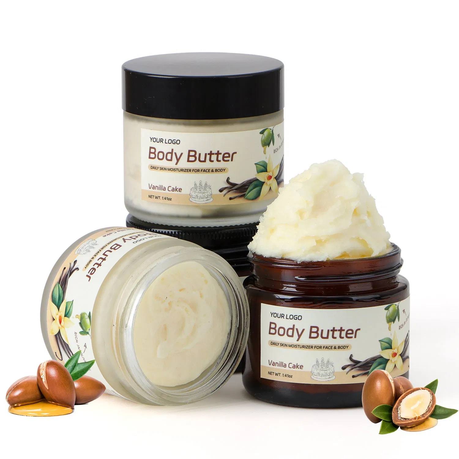 Premium Natural Vegan Friendly Hydrating Skincare Cream with Shea and Cocoa for Smooth Radiant Skin Body Butter