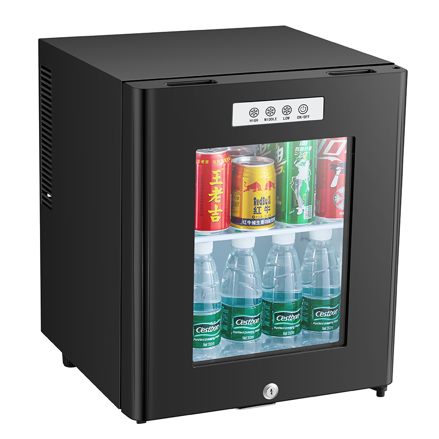 Silent Glass Door with Lower Grab Handle and Digital Thermostat Minibar Small Fridge for Guest Room