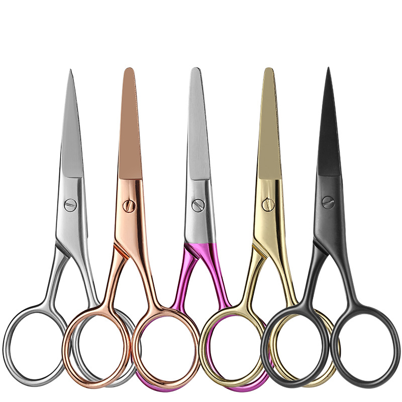 Colorful Coated with Glitter Stainless Steel Eyebrow Facial Eyebrow Eyelash Hair Beauty Scissors