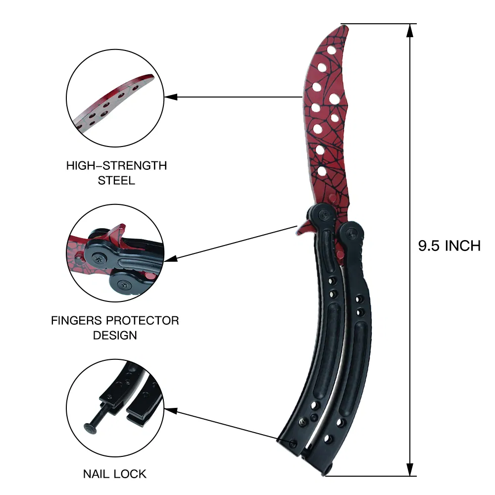 9.5inch Butterfly Trainer Stainless Steel Folding Knife for Various Occasions