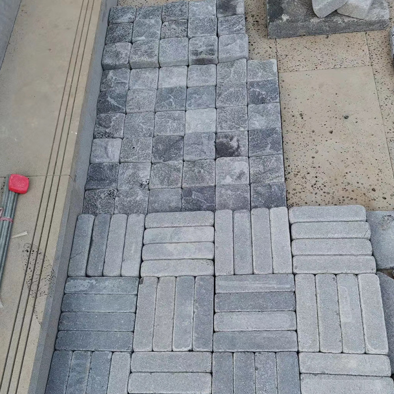 Natural Surface Meshed Black Basalt Lava Paving Stone for Landscape Garden/Driveway