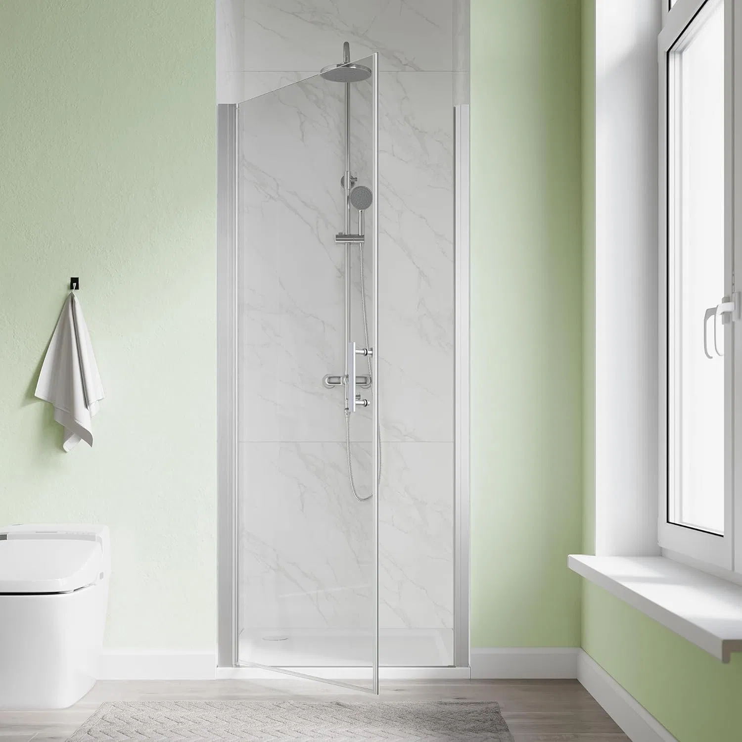 Cheap Tempered Glass Brushed Nickel Bathroom Shower Cabin Pivot Shower Enclosure