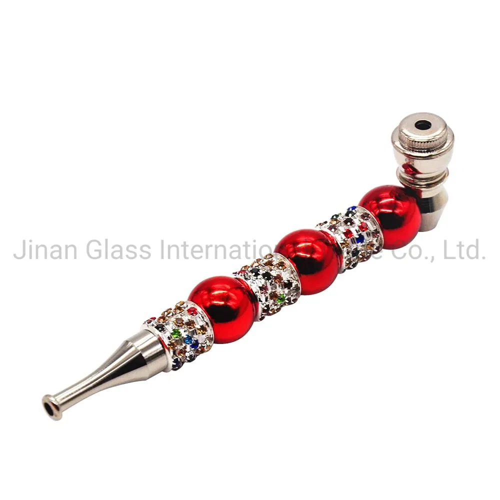 New Metal Thin Mouth Pipe Hollow Color Mosaic Cigarette Set Smoking Pipe