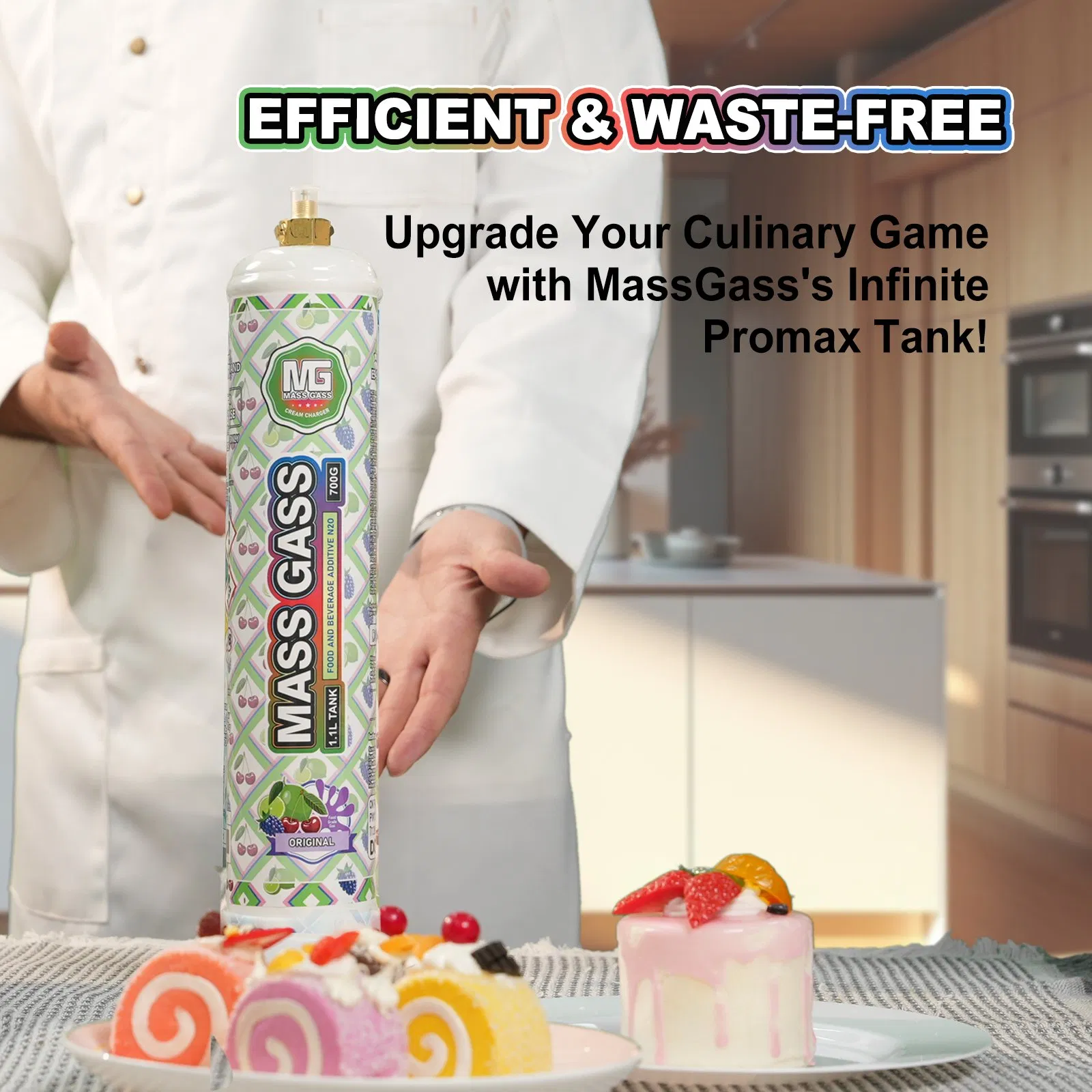 1.1L Nitrous Oxide Gas Cylinder Un1070 Bulk Buy 740g N2o Gas Cartridge Whip Cream Charger