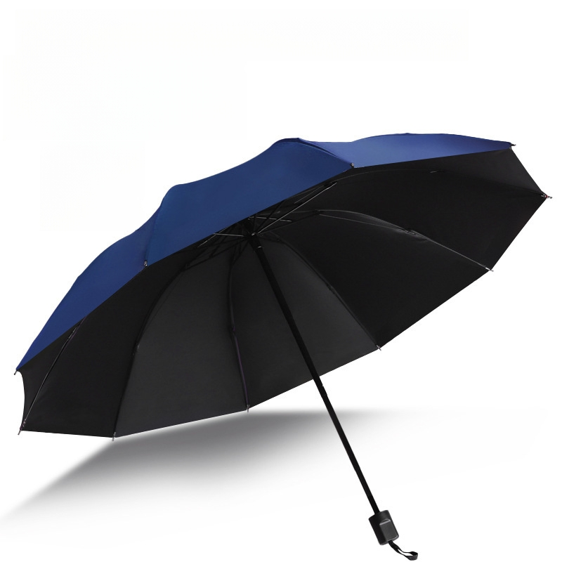 Promotional 10rib Three Folding Manual Custom Rain Sun Cheap Cost Effectiveness Gift Advertising Reverse Red Umbrella with Logo Printing