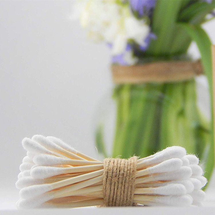 Bamboo Cotton Buds Plastic-Free Product & Packaging 100% Biodegradable Cotton Swabs 200 Units
