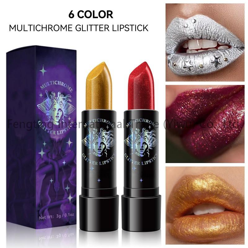 Halloween Vampire Makeup Custom Logo Private Long Lasting Moisturizing Hydrating Waterproof Sparkle Shining Glitter Pearl Diamond Lipstick
