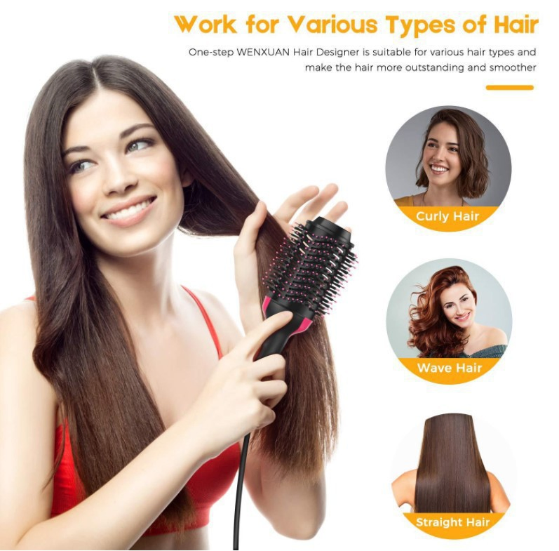 Round Hair Dryer Brush Hot Air Comb Portable Straightener Comb Blowout Brush Professional Electric