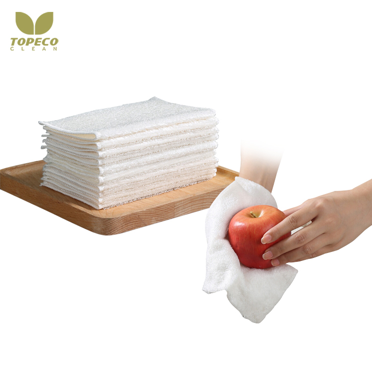 Topeco Wholesale Eco Friendly Dish Towel Kitchen Cleaning Reusable Bamboo Fiber Cloth